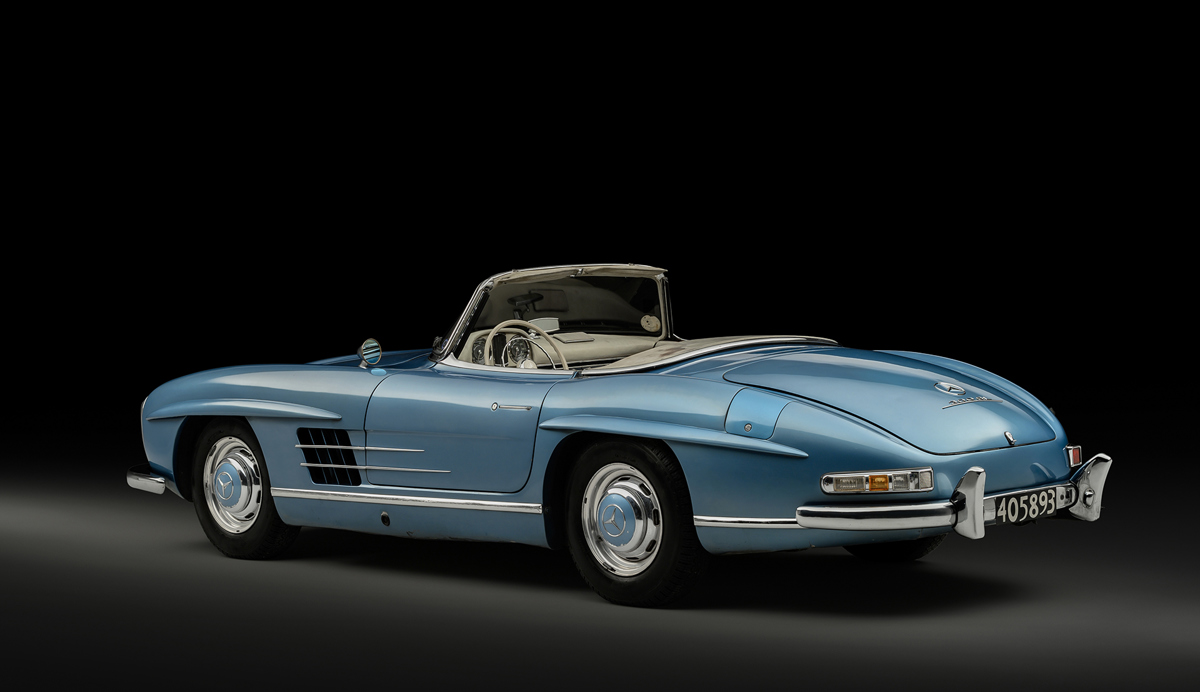 Rear of Fangio's 1958 Mercedes-Benz 300 SL Roadster offered by RM Sotheby's Private Sales