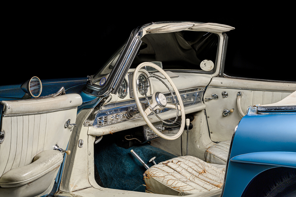 Interior of Fangio's 1958 Mercedes-Benz 300 SL Roadster offered by RM Sotheby's Private Sales