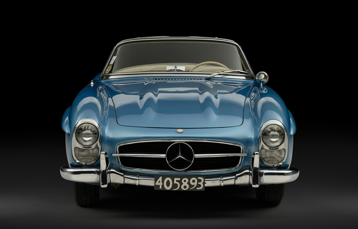 Front of Fangio's 1958 Mercedes-Benz 300 SL Roadster offered by RM Sotheby's Private Sales